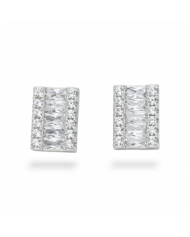 Orecchini Di Argento 925 Collezione Aurora Con Zirconi 10x14mm Bianco-COLLEZIONE AURORA | Worldofjewel.com