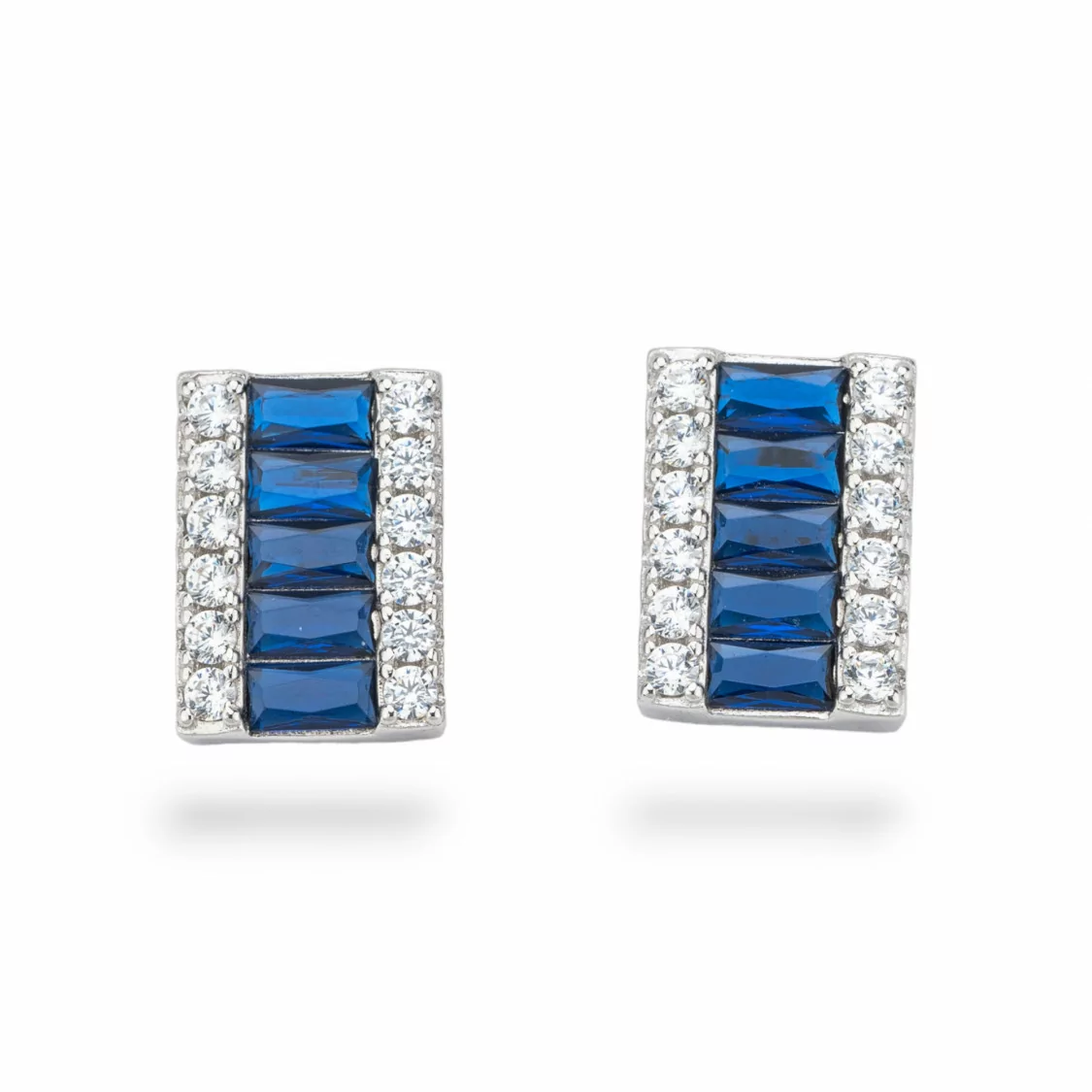 Orecchini Di Argento 925 Collezione Aurora Con Zirconi 10x14mm Blu-COLLEZIONE AURORA | Worldofjewel.com