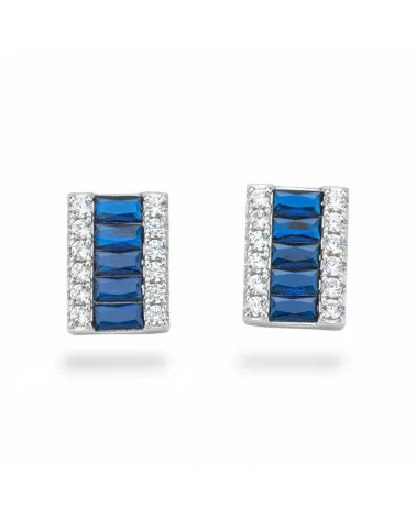 Orecchini Di Argento 925 Collezione Aurora Con Zirconi 10x14mm Blu-COLLEZIONE AURORA | Worldofjewel.com