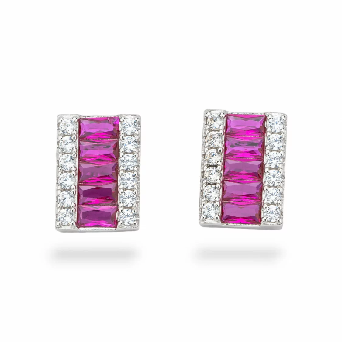 Orecchini Di Argento 925 Collezione Aurora Con Zirconi 10x14mm Ruby-COLLEZIONE AURORA | Worldofjewel.com