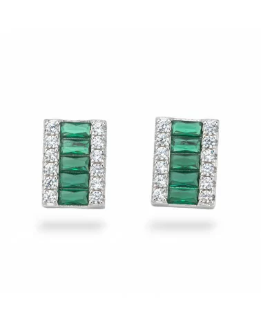 Orecchini Di Argento 925 Collezione Aurora Con Zirconi 10x14mm Verde-COLLEZIONE AURORA | Worldofjewel.com