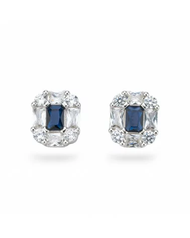 Orecchini Di Argento 925 Collezione Aurora Con Zirconi 11x13mm Blu-COLLEZIONE AURORA | Worldofjewel.com