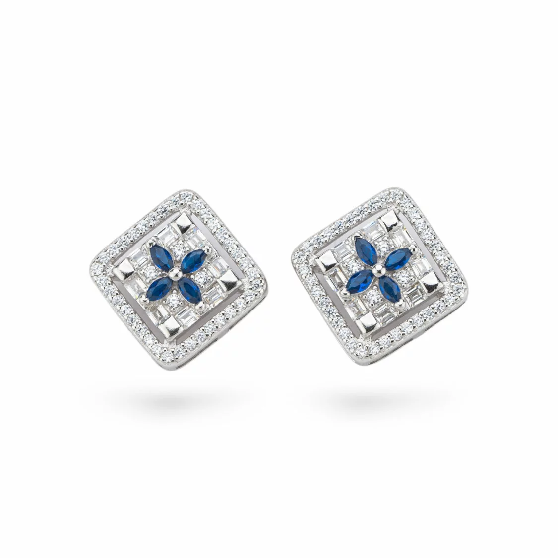 Orecchini Di Argento 925 Collezione Aurora Con Zirconi 12mm Blu-COLLEZIONE AURORA | Worldofjewel.com