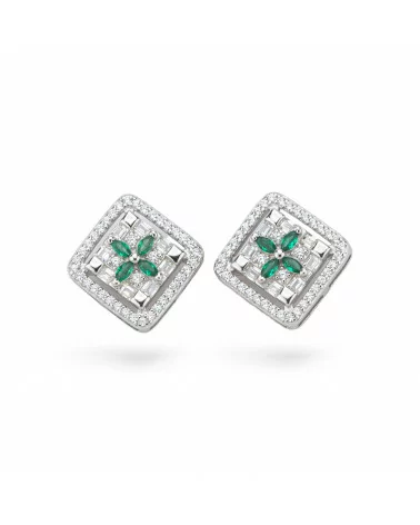 Orecchini Di Argento 925 Collezione Aurora Con Zirconi 12mm Verde-COLLEZIONE AURORA | Worldofjewel.com