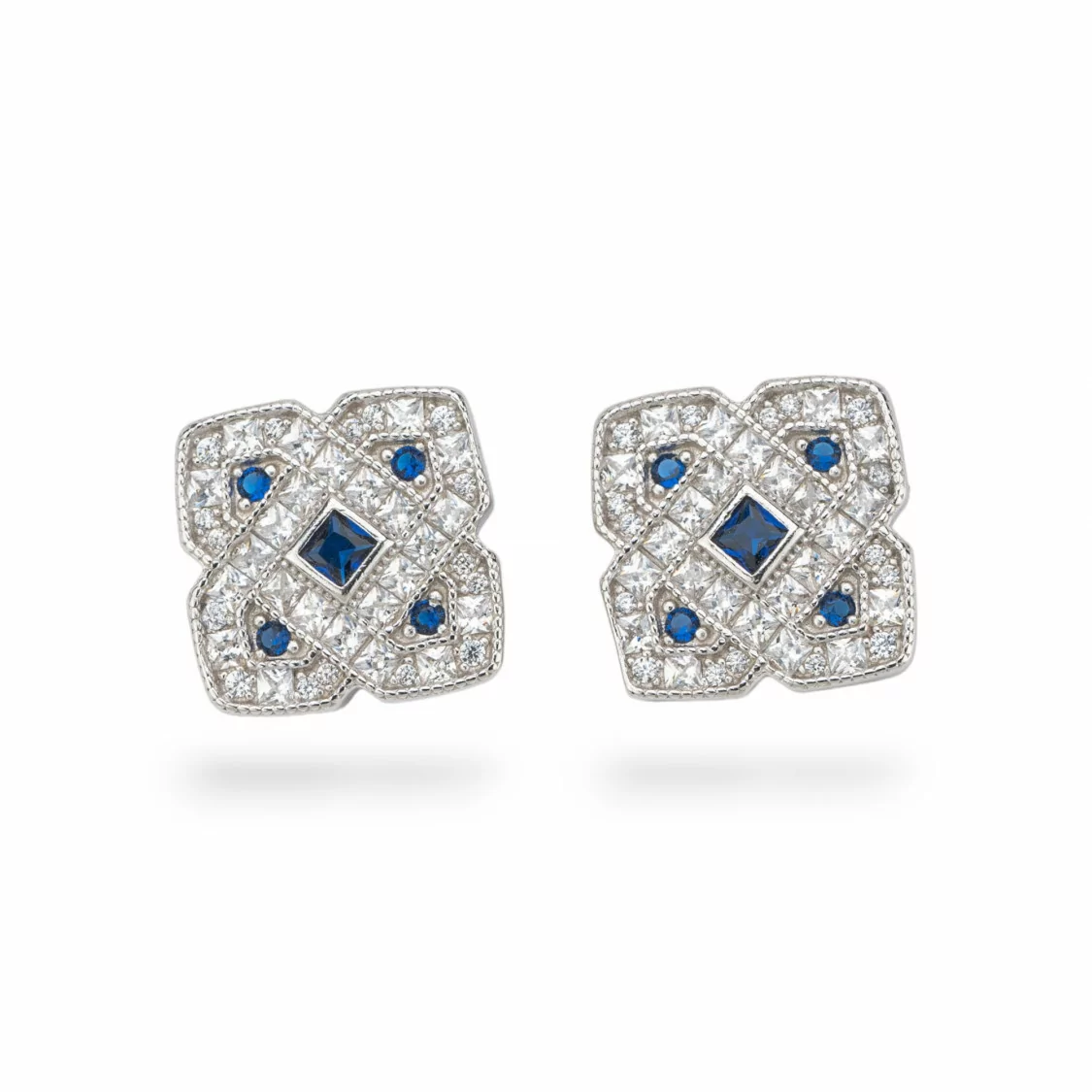 Orecchini Di Argento 925 Collezione Aurora Con Zirconi 13mm Blu-COLLEZIONE AURORA | Worldofjewel.com