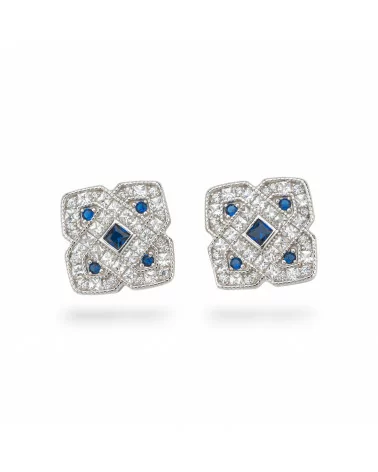 Orecchini Di Argento 925 Collezione Aurora Con Zirconi 13mm Blu-COLLEZIONE AURORA | Worldofjewel.com