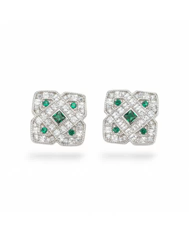 Orecchini Di Argento 925 Collezione Aurora Con Zirconi 13mm Verde-COLLEZIONE AURORA | Worldofjewel.com