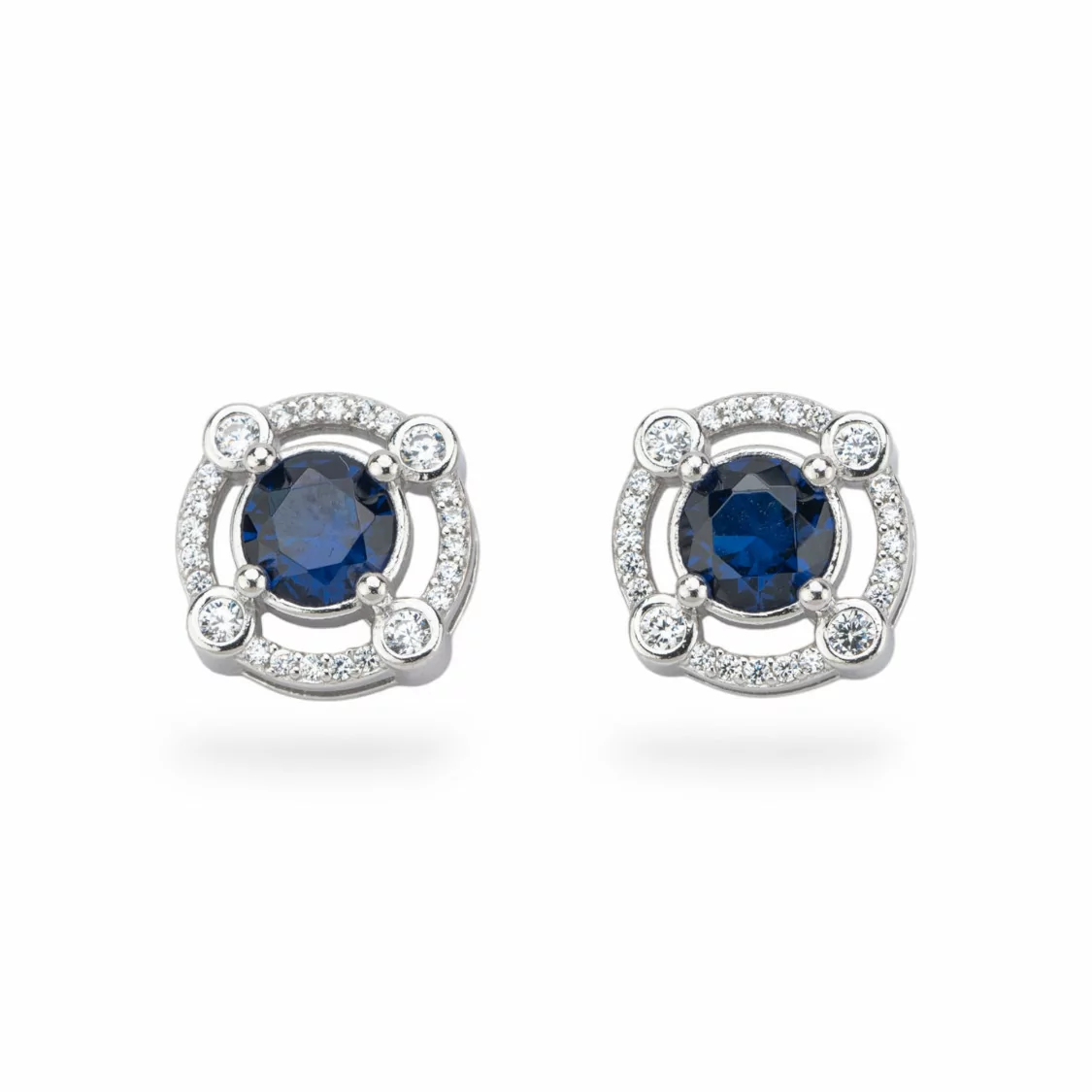 Orecchini Di Argento 925 Collezione Aurora Con Zirconi 15mm Blu-COLLEZIONE AURORA | Worldofjewel.com