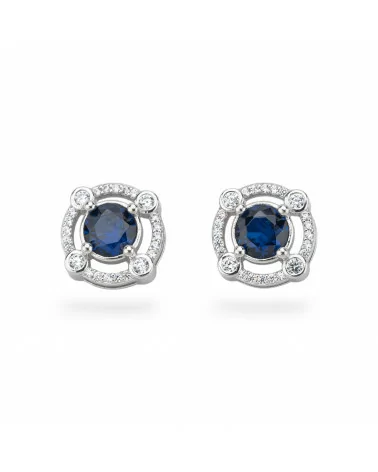 Orecchini Di Argento 925 Collezione Aurora Con Zirconi 15mm Blu-COLLEZIONE AURORA | Worldofjewel.com