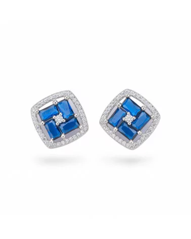 Orecchini Di Argento 925 Collezione Aurora Con Zirconi 13mm Blu-COLLEZIONE AURORA | Worldofjewel.com