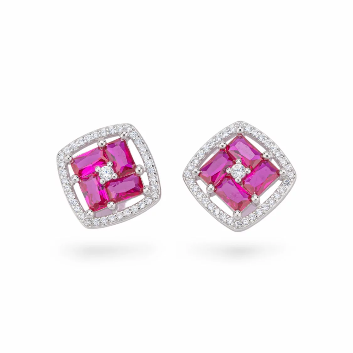 Orecchini Di Argento 925 Collezione Aurora Con Zirconi 13mm Rosso-COLLEZIONE AURORA | Worldofjewel.com