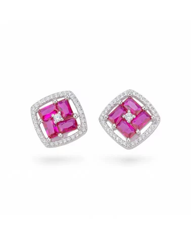 Orecchini Di Argento 925 Collezione Aurora Con Zirconi 13mm Rosso-COLLEZIONE AURORA | Worldofjewel.com