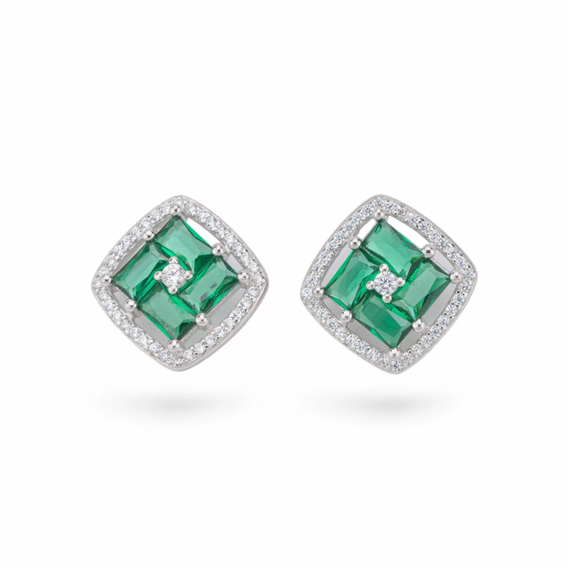 Orecchini Di Argento 925 Collezione Aurora Con Zirconi 13mm Verde-COLLEZIONE AURORA | Worldofjewel.com