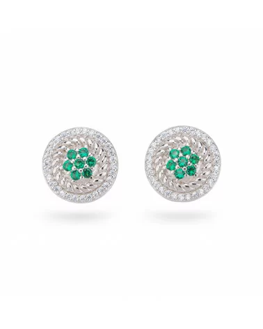 Orecchini Di Argento 925 Collezione Aurora Con Zirconi 13mm Verde-COLLEZIONE AURORA | Worldofjewel.com