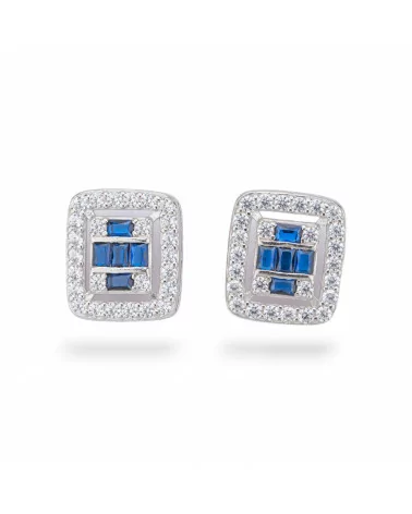 Orecchini Di Argento 925 Collezione Aurora Con Zirconi 13x15mm Blu-COLLEZIONE AURORA | Worldofjewel.com