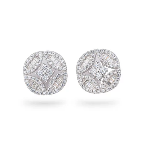 Orecchini Di Argento 925 Collezione Aurora Con Zirconi 14mm Bianco-COLLEZIONE AURORA | Worldofjewel.com