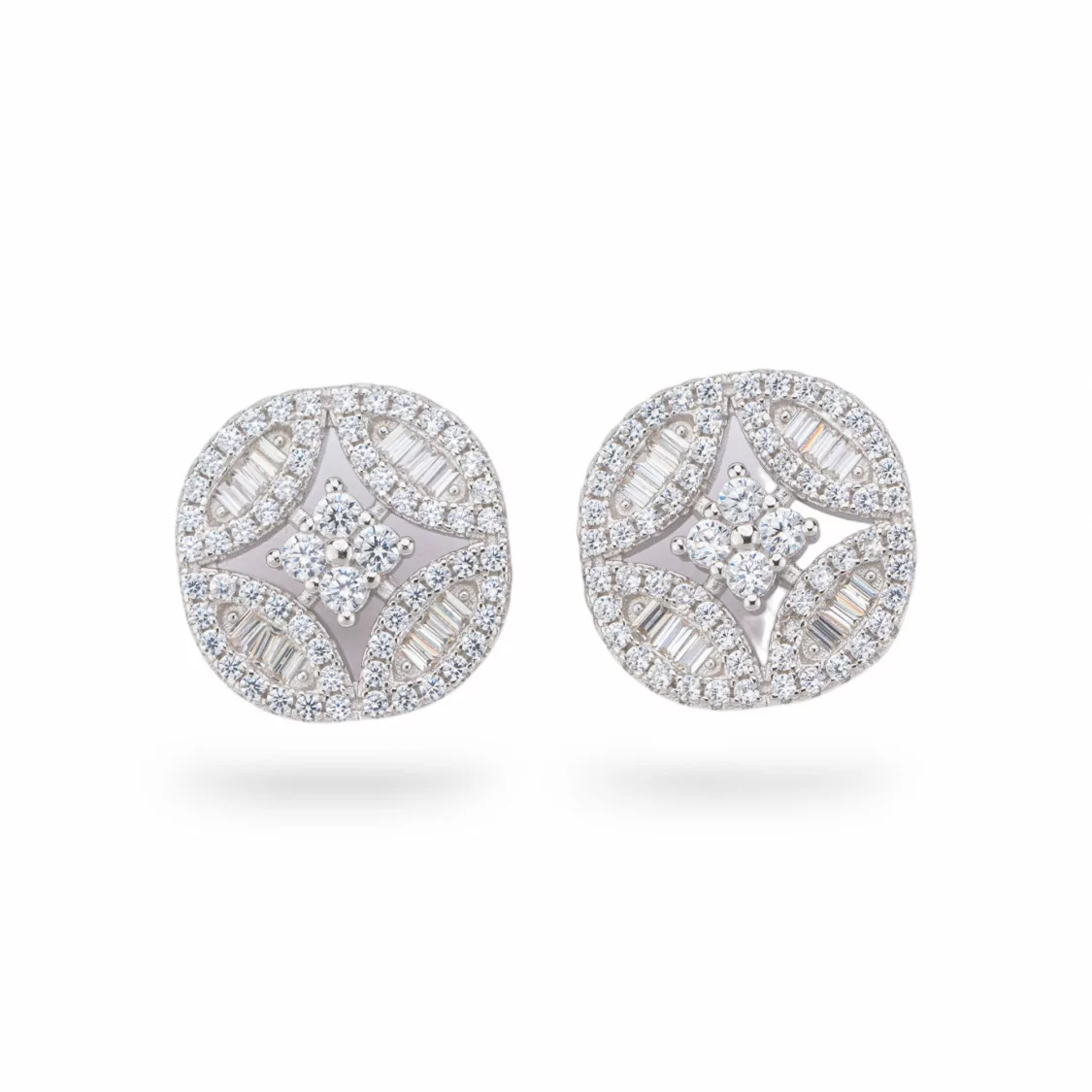 Orecchini Di Argento 925 Collezione Aurora Con Zirconi 14mm Bianco-COLLEZIONE AURORA | Worldofjewel.com