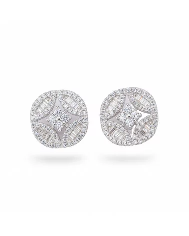 Orecchini Di Argento 925 Collezione Aurora Con Zirconi 14mm Bianco-COLLEZIONE AURORA | Worldofjewel.com