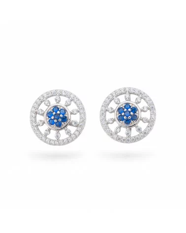 Orecchini Di Argento 925 Collezione Aurora Con Zirconi 14mm Blu-COLLEZIONE AURORA | Worldofjewel.com