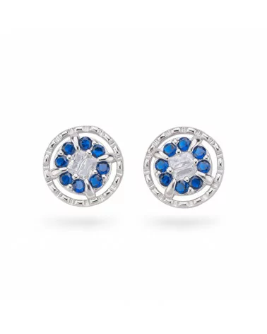 Orecchini Di Argento 925 Collezione Aurora Con Zirconi 14mm Blu-COLLEZIONE AURORA | Worldofjewel.com