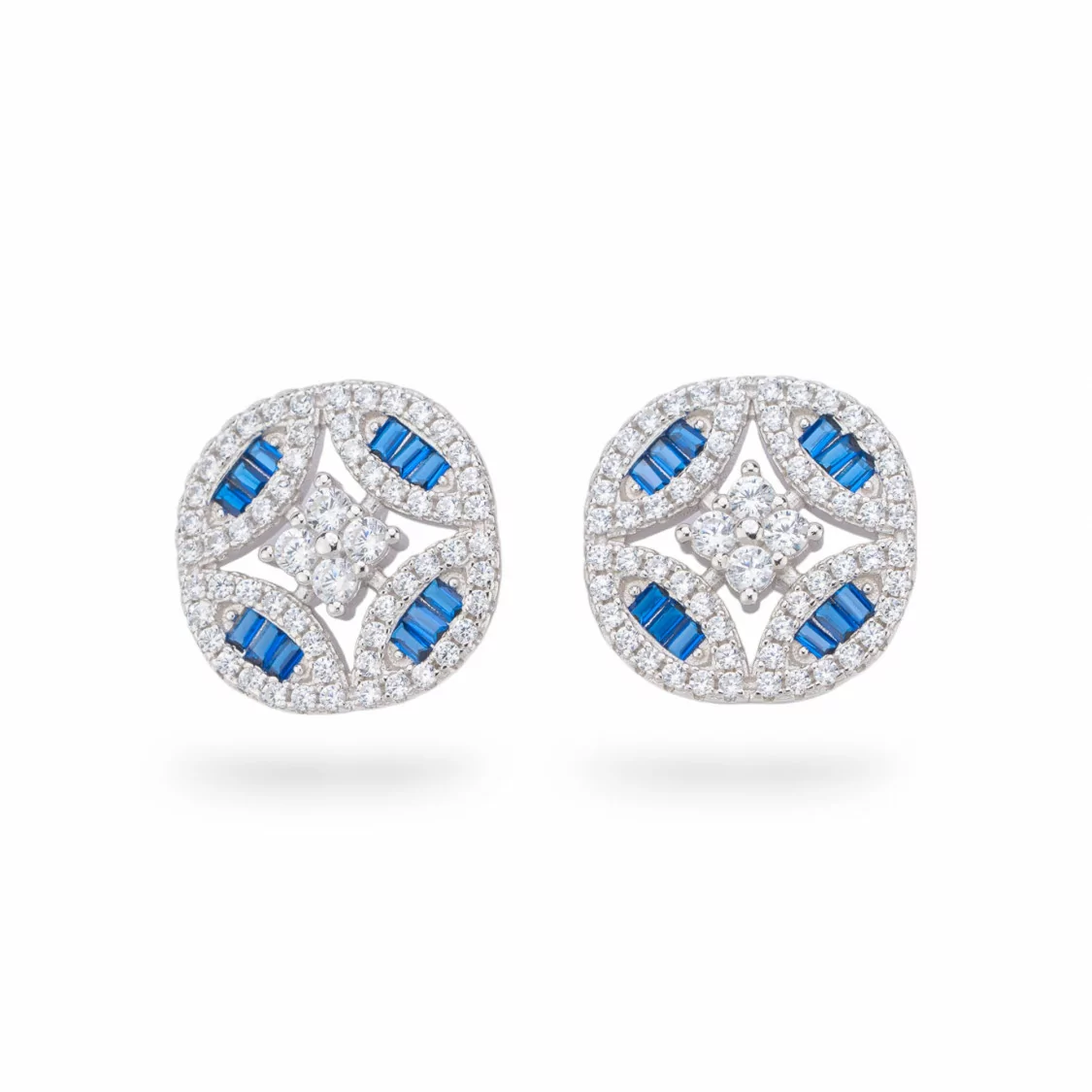 Orecchini Di Argento 925 Collezione Aurora Con Zirconi 14mm Blu-COLLEZIONE AURORA | Worldofjewel.com