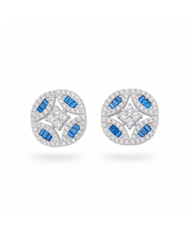 Orecchini Di Argento 925 Collezione Aurora Con Zirconi 14mm Blu-COLLEZIONE AURORA | Worldofjewel.com