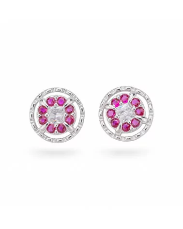 Orecchini Di Argento 925 Collezione Aurora Con Zirconi 14mm Rosso-COLLEZIONE AURORA | Worldofjewel.com