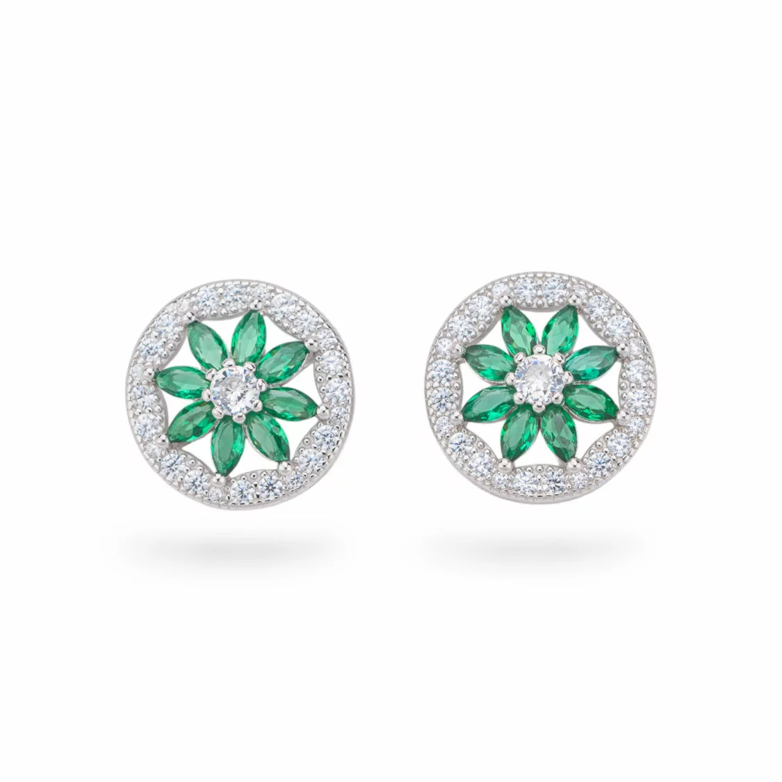 Orecchini Di Argento 925 Collezione Aurora Con Zirconi 14mm Verde-COLLEZIONE AURORA | Worldofjewel.com