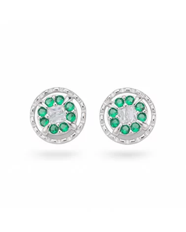 Orecchini Di Argento 925 Collezione Aurora Con Zirconi 14mm Verde-COLLEZIONE AURORA | Worldofjewel.com