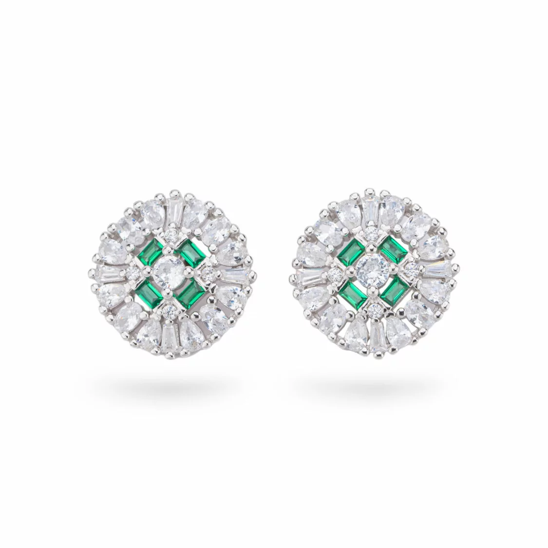 Orecchini Di Argento 925 Collezione Aurora Con Zirconi 14mm Verde-COLLEZIONE AURORA | Worldofjewel.com