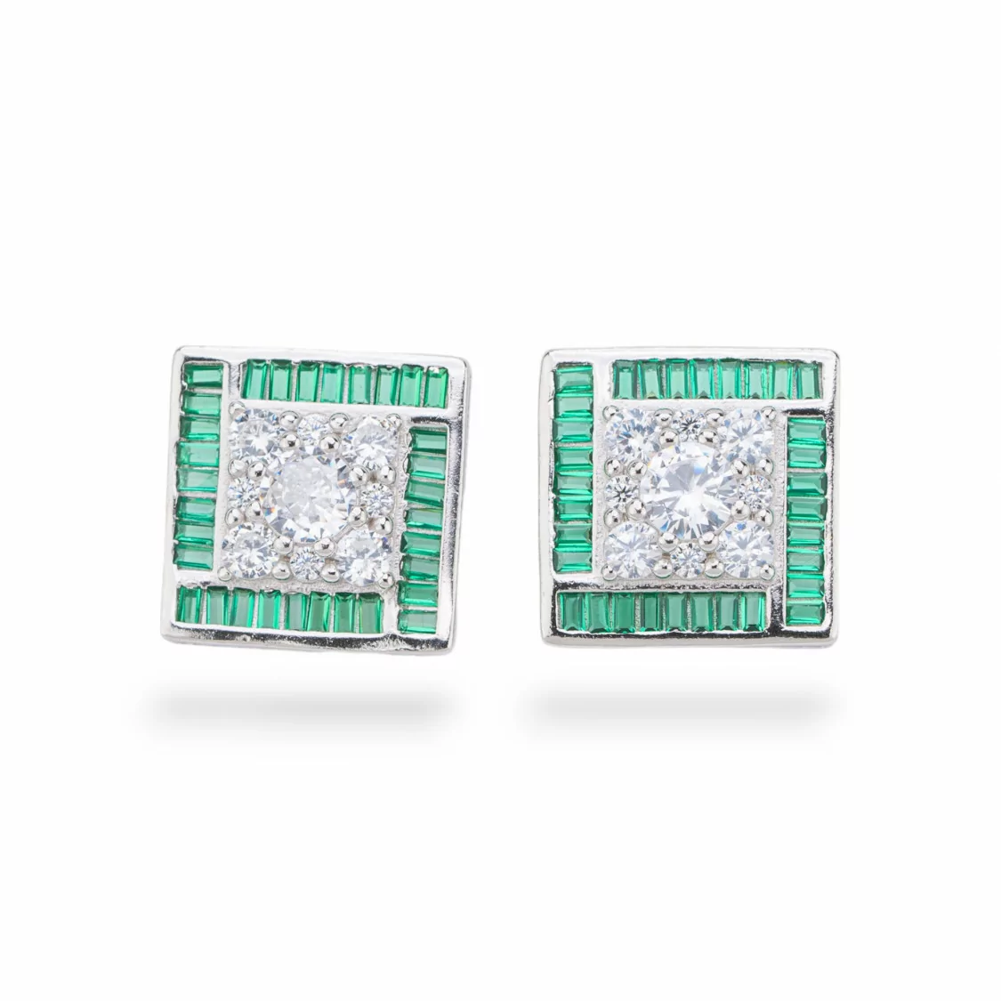 Orecchini Di Argento 925 Collezione Aurora Con Zirconi 14mm Verde-COLLEZIONE AURORA | Worldofjewel.com