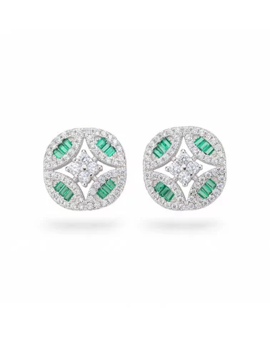 Orecchini Di Argento 925 Collezione Aurora Con Zirconi 14mm Verde-COLLEZIONE AURORA | Worldofjewel.com