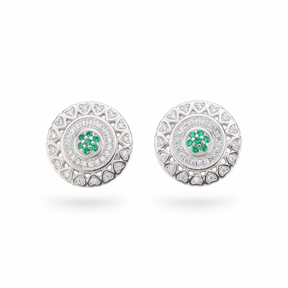 Orecchini Di Argento 925 Collezione Aurora Con Zirconi 14mm Verde-COLLEZIONE AURORA | Worldofjewel.com