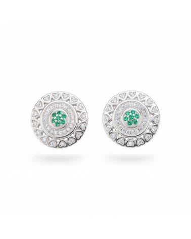 Orecchini Di Argento 925 Collezione Aurora Con Zirconi 14mm Verde-COLLEZIONE AURORA | Worldofjewel.com