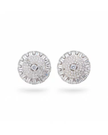 Orecchini Di Argento 925 Collezione Aurora Con Zirconi 15mm Bianco-COLLEZIONE AURORA | Worldofjewel.com