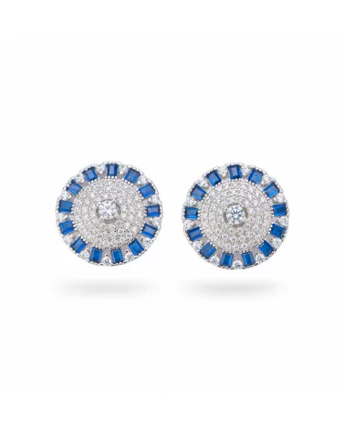 Orecchini Di Argento 925 Collezione Aurora Con Zirconi 15mm Blu-COLLEZIONE AURORA | Worldofjewel.com