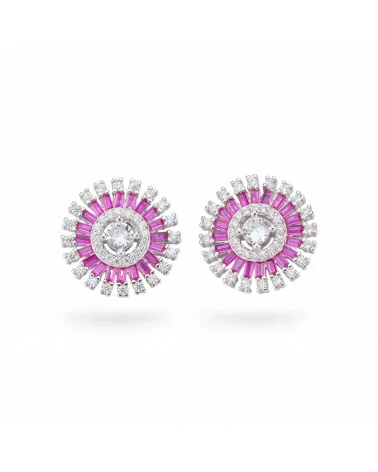 Orecchini Di Argento 925 Collezione Aurora Con Zirconi 15mm Rosso-COLLEZIONE AURORA | Worldofjewel.com