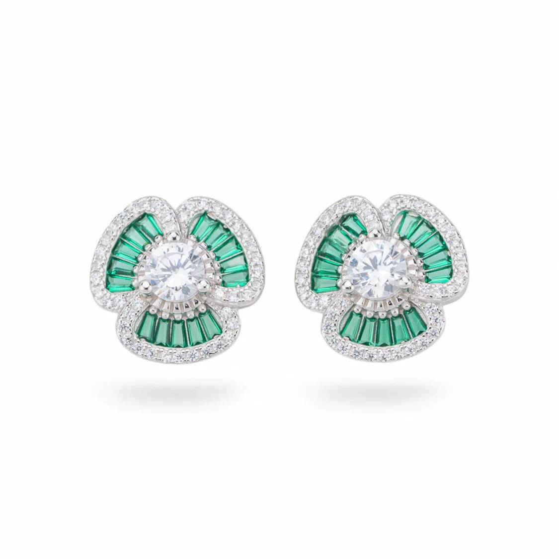 Orecchini Di Argento 925 Collezione Aurora Con Zirconi 15mm Verde-COLLEZIONE AURORA | Worldofjewel.com