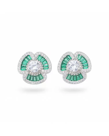 Orecchini Di Argento 925 Collezione Aurora Con Zirconi 15mm Verde-COLLEZIONE AURORA | Worldofjewel.com