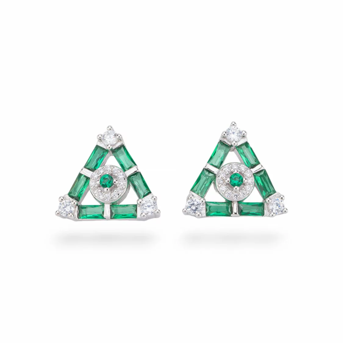 Orecchini Di Argento 925 Collezione Aurora Con Zirconi 15mm Verde-COLLEZIONE AURORA | Worldofjewel.com