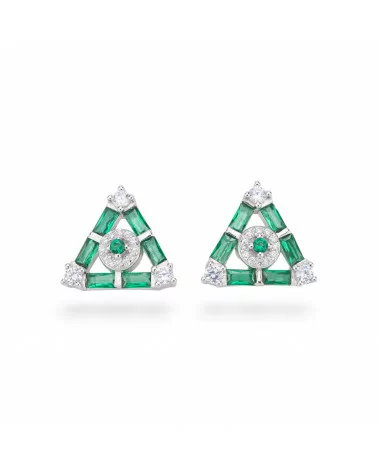 Orecchini Di Argento 925 Collezione Aurora Con Zirconi 15mm Verde-COLLEZIONE AURORA | Worldofjewel.com