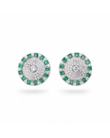 Orecchini Di Argento 925 Collezione Aurora Con Zirconi 15mm Verde-COLLEZIONE AURORA | Worldofjewel.com