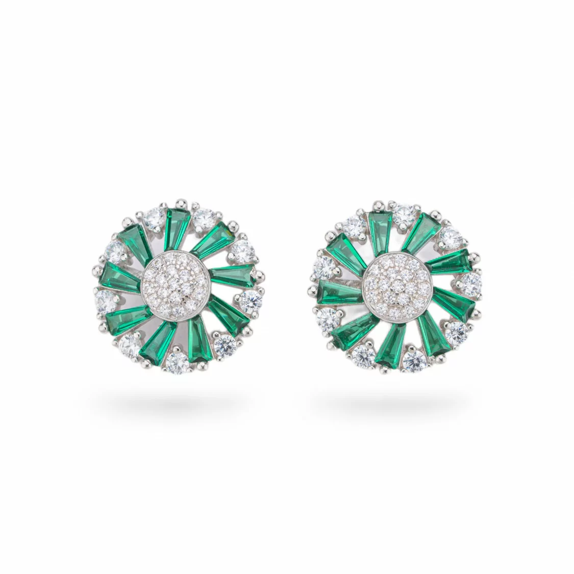 Orecchini Di Argento 925 Collezione Aurora Con Zirconi 15mm Verde-COLLEZIONE AURORA | Worldofjewel.com