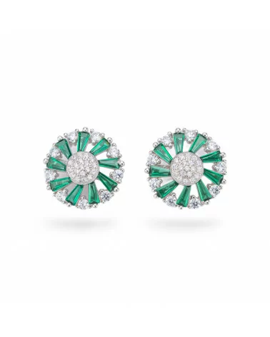 Orecchini Di Argento 925 Collezione Aurora Con Zirconi 15mm Verde-COLLEZIONE AURORA | Worldofjewel.com