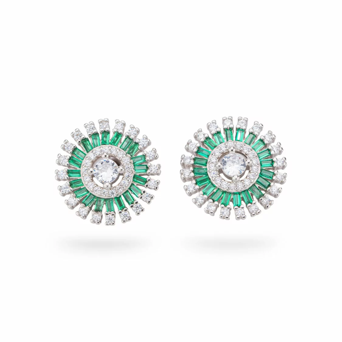 Orecchini Di Argento 925 Collezione Aurora Con Zirconi 15mm Verde-COLLEZIONE AURORA | Worldofjewel.com