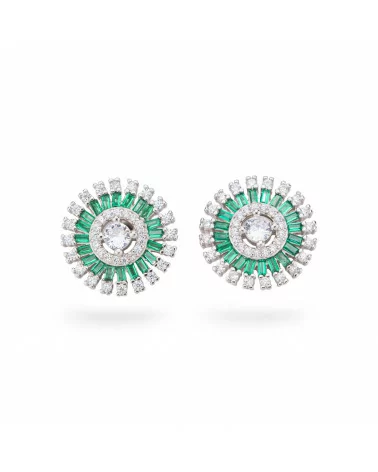 Orecchini Di Argento 925 Collezione Aurora Con Zirconi 15mm Verde-COLLEZIONE AURORA | Worldofjewel.com