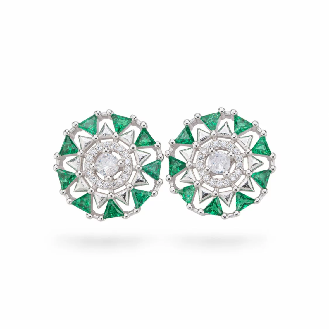 Orecchini Di Argento 925 Collezione Aurora Con Zirconi 17mm Verde-COLLEZIONE AURORA | Worldofjewel.com