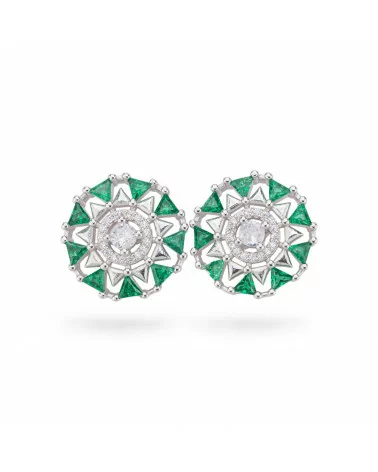 Orecchini Di Argento 925 Collezione Aurora Con Zirconi 17mm Verde-COLLEZIONE AURORA | Worldofjewel.com