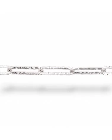 Catena A Metraggio Di Argento 925 Ovale Battuto 12x38mm 1 Metro Rodiato-CATENE DI ARGENTO 925 | Worldofjewel.com