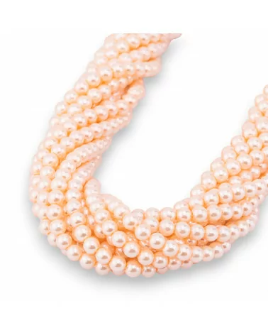 Perle di Maiorca Con Nucleo Di Vetro Tondo Liscio 4mm Rosa-PERLE DI VETRO | Worldofjewel.com